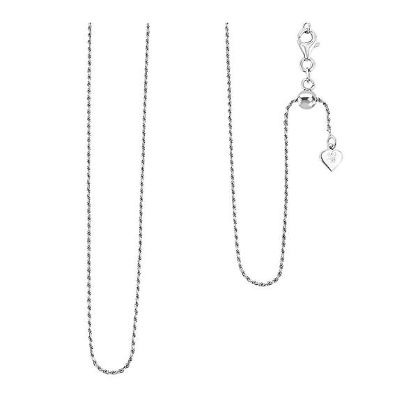 Italian Rhodium Over Sterling Rope Chain Necklace 22" 3.5 - Picture 2 of 6